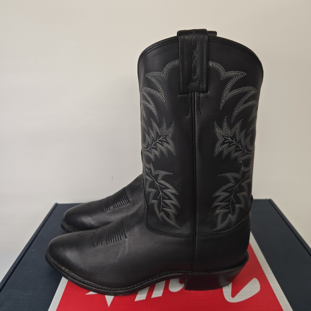 TONY LAMA MENS BLACK STALLION R TOE BOOTS 7900 - 12 D